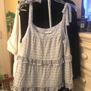 New Easel cute summery top with adjustable ties on shoulders. 100% cotton.